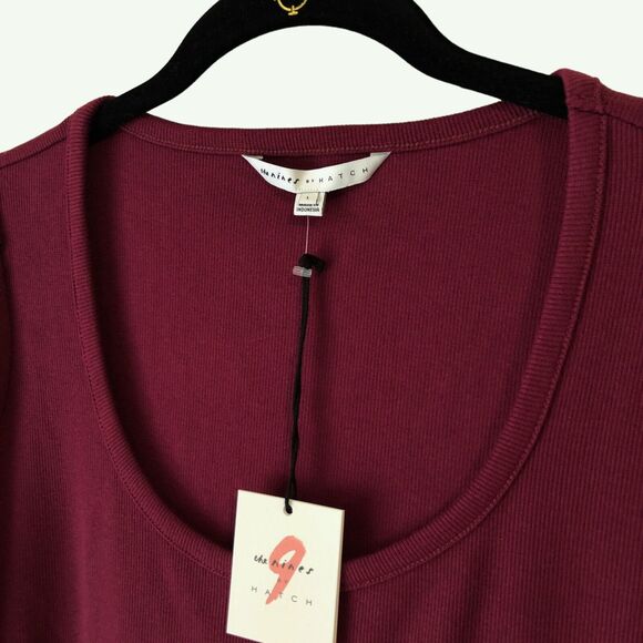 NEW The Nines by Hatch Ribbed Jersey Knit Maternity Dress Midi 3/4 Slv Wine Sz L - Picture 4 of 7